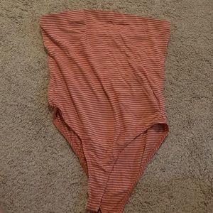 Strapless stripped bodysuit